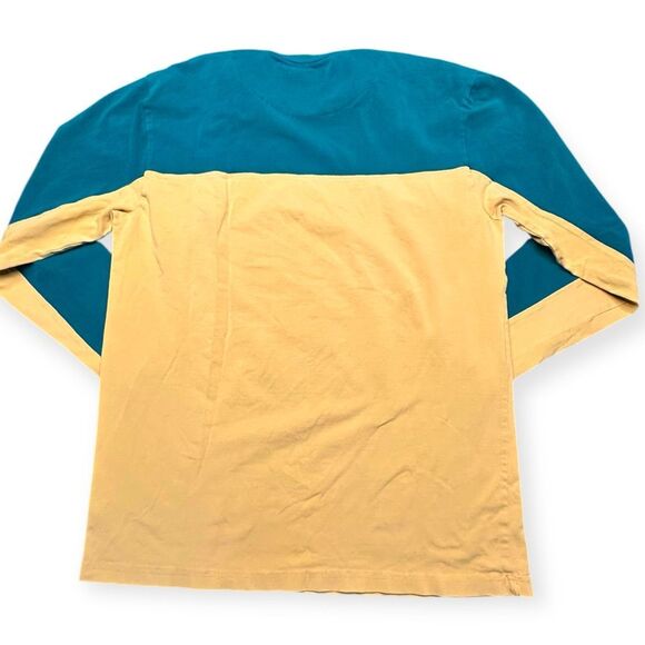 VINTAGE ADIDAS Men’s Green & Mustard Yellow Long Sleeve Trefoil Logo Tee Size XL - Picture 2 of 4